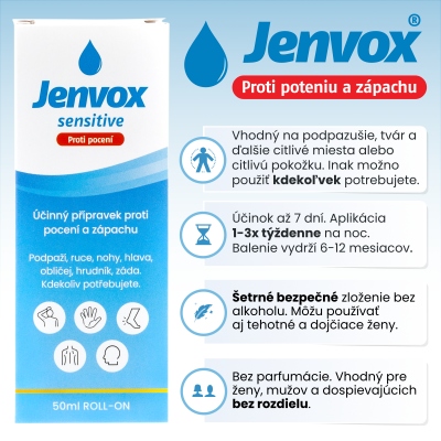 Jenvox Sensitive - šetrný prípravok proti poteniu a zápachu